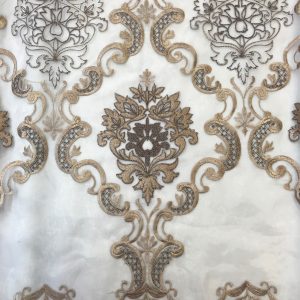 Damask Embroidery Sheer Rust