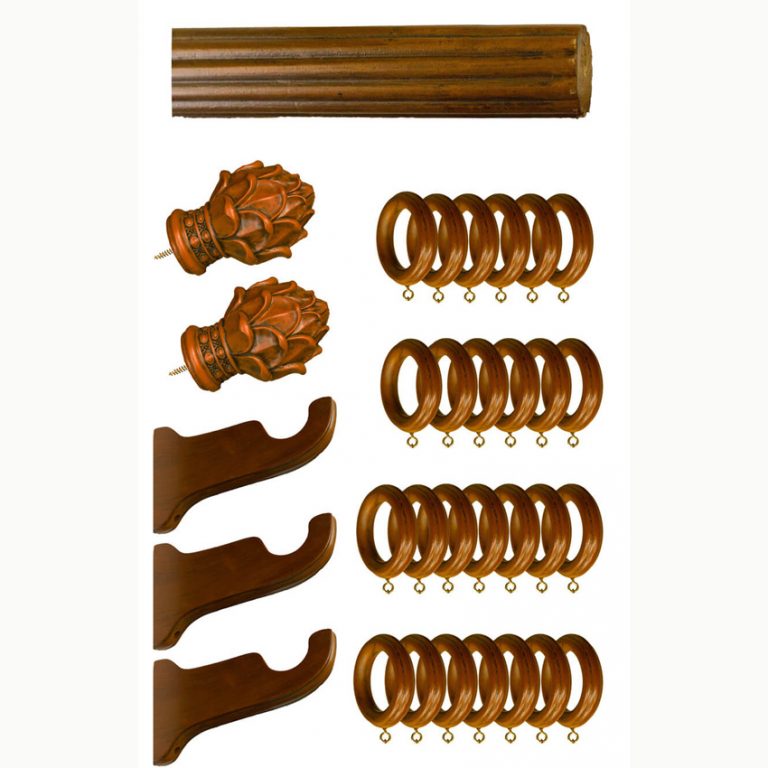 Hardware 2" Diameter 152" long Curtain Rod Wood/ Rasin Teak Color