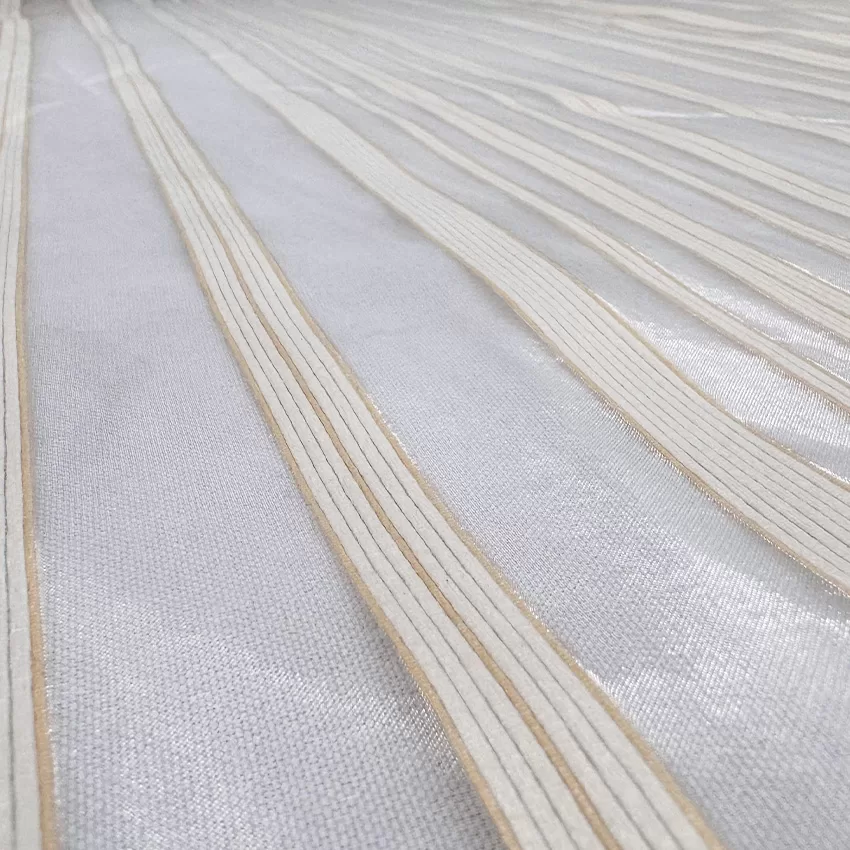 Stripes Sheer Cream Y White Fabric.