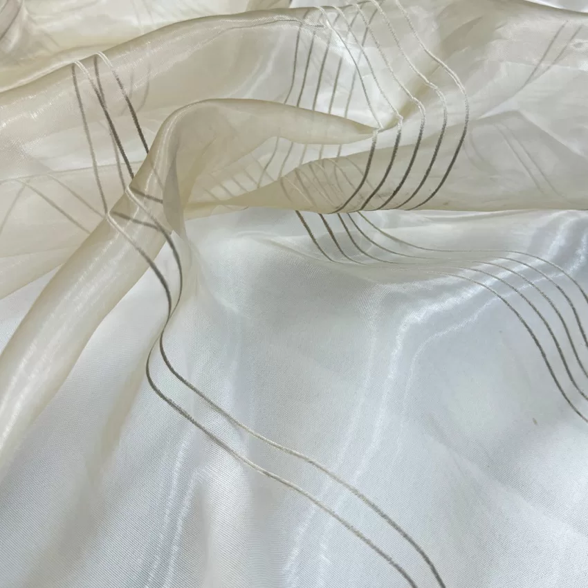 Strip Fabric Sheer Beige color.