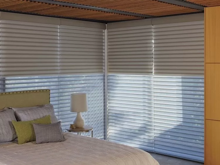 Motorized Nantucket™ window shadings, available at Brilliant Drapery Design in Los Angeles, CA