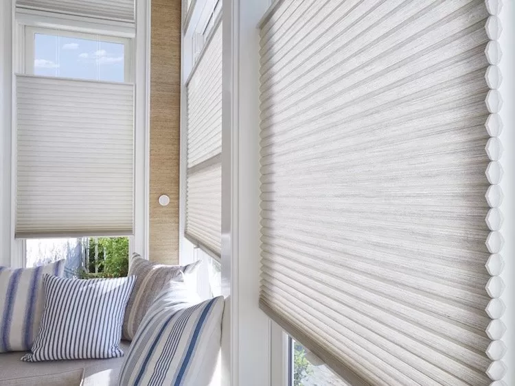 Motorized Duette® honeycomb shades, available at Brilliant Drapery Design in Los Angeles, CA