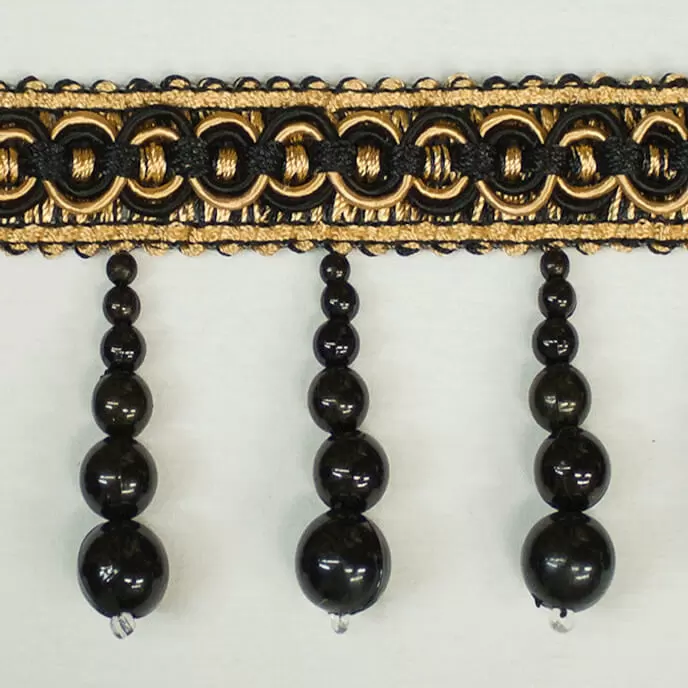 Trim Beaded Design 12 Black Gold