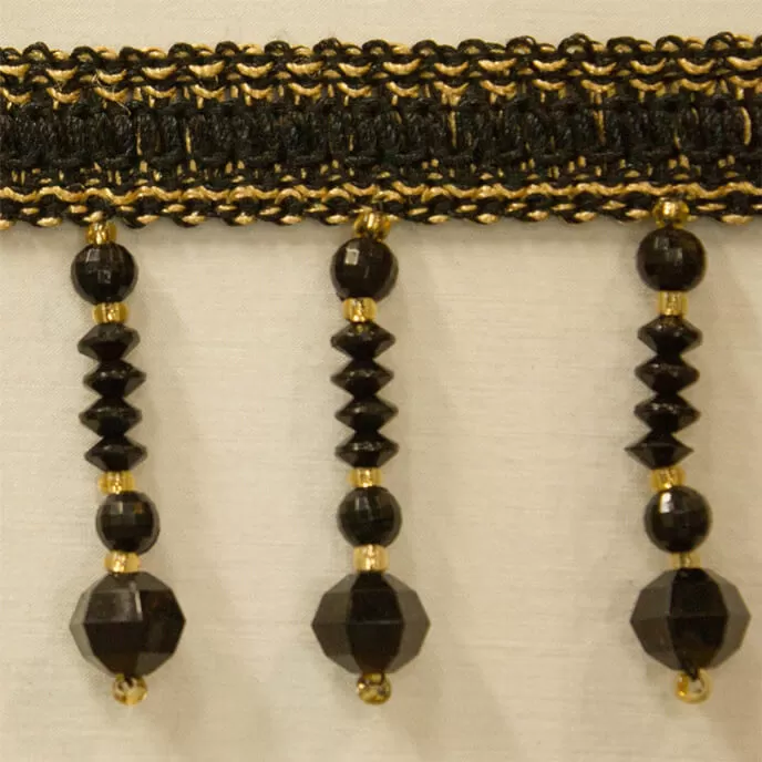 Trim Beaded Design 14 Black Gold