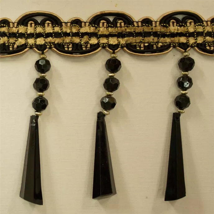 Trim Beaded Design 15 Black Gold