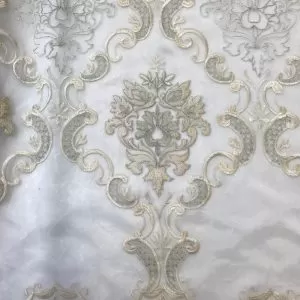 Damask Embroidery Sheer Beige