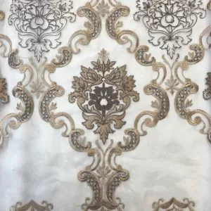 Damask Embroidery Sheer Rust