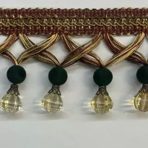 Beaded Trim , Design 29 , Green & gold