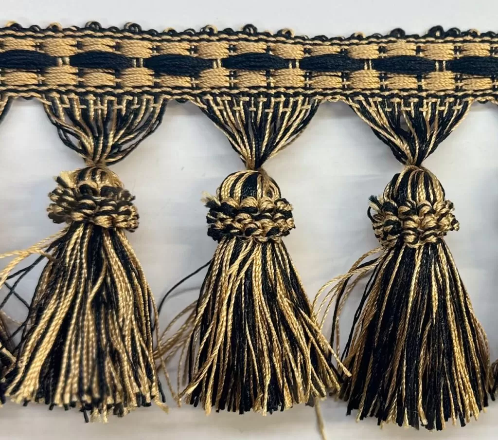 Design 13 , Black & gold , Tassel Trim .