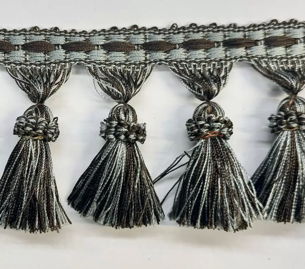 Design 13 , Gray & Brown , Tassel Trim .